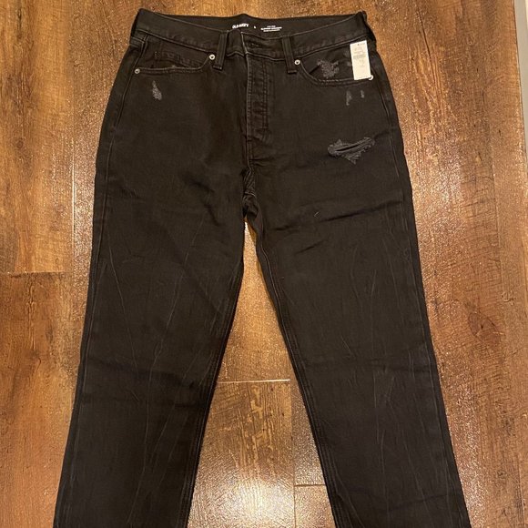 High-Waisted Slouchy Straight Cropped Distressed Jeans for Women - Picture 3 of 5